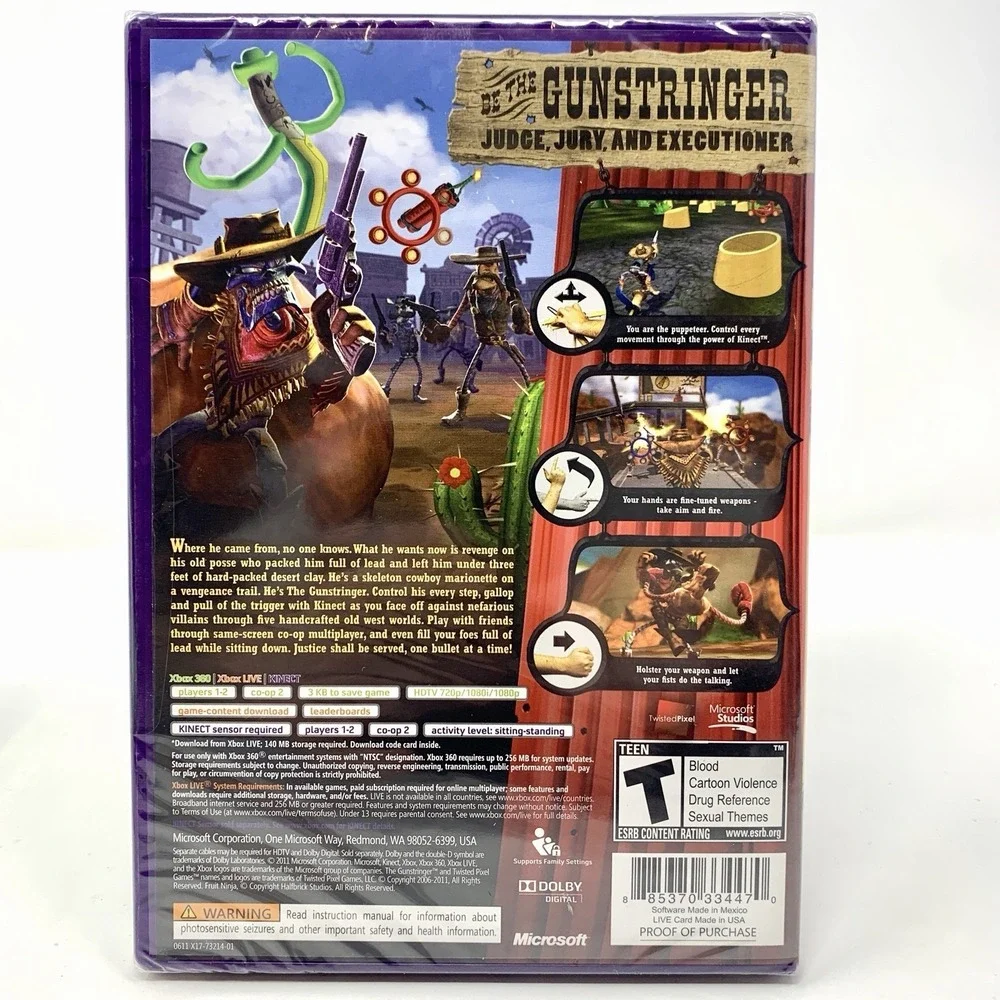 The Gunstringer Xbox 360 Game - Brand New Factory Sealed By Fruit Ninja Kinect